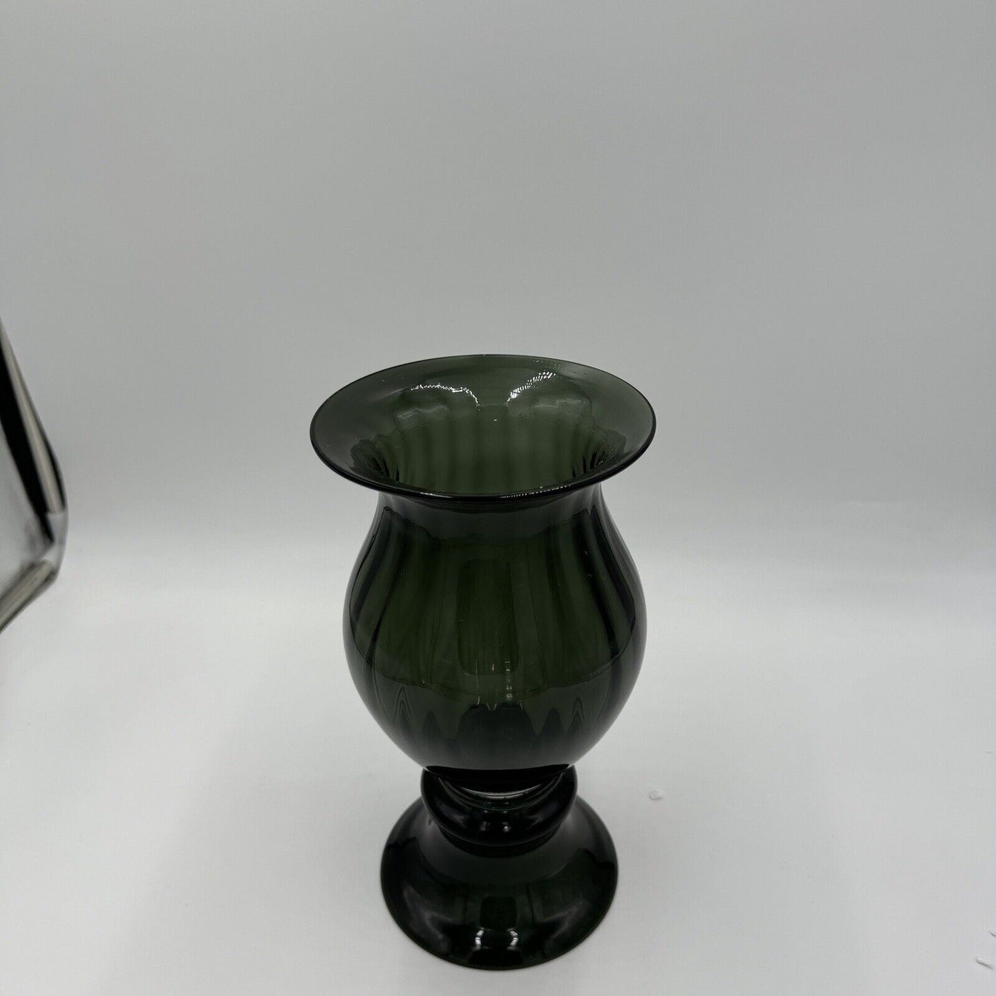 MCM Blenko Style 1957 Charcoal Art Glass Vase Wayne Husted Fooied Base 10 1/2in