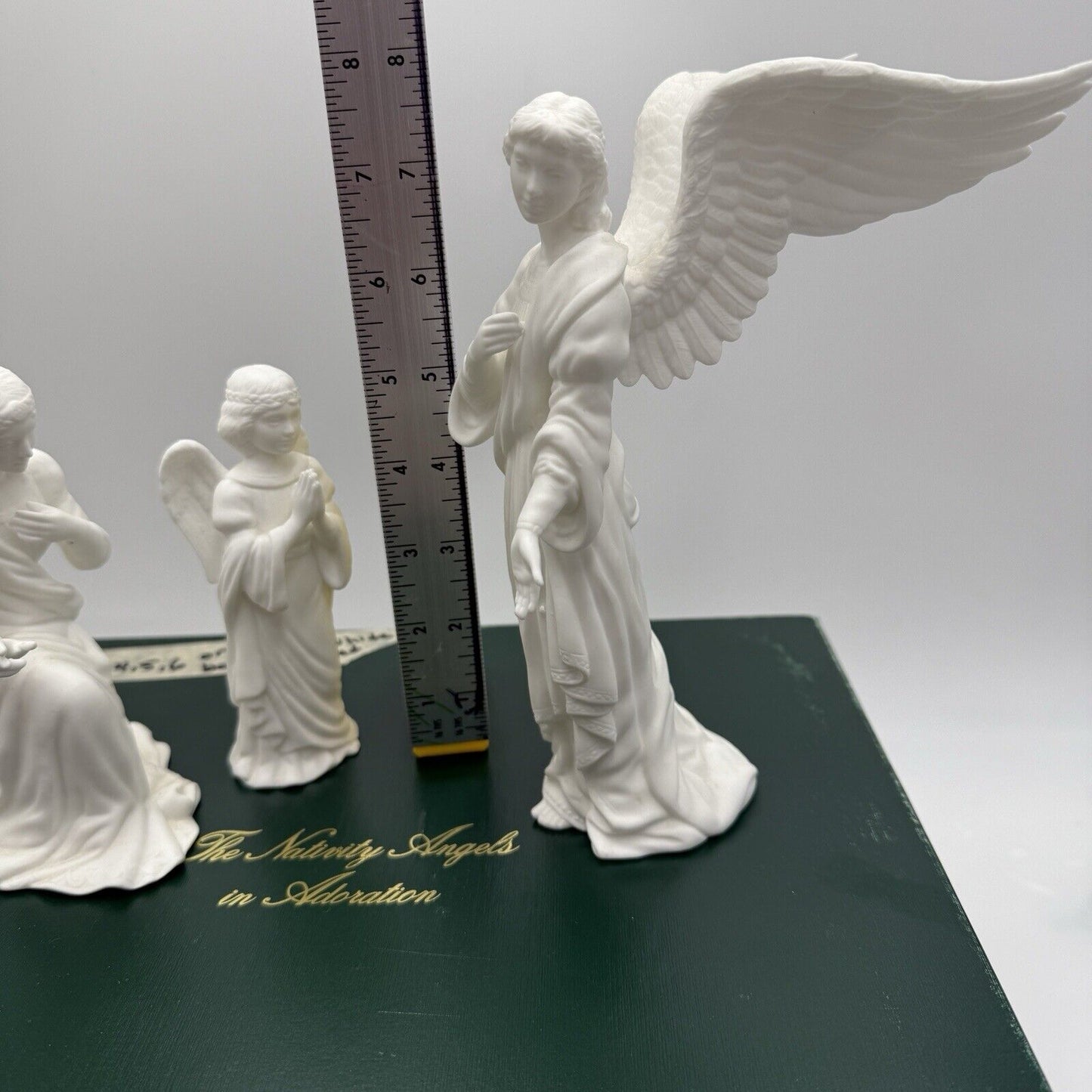 Lenox The Nativity White Bisque Angels Set Figurines Porcelain 1989 Vtg Box 8”