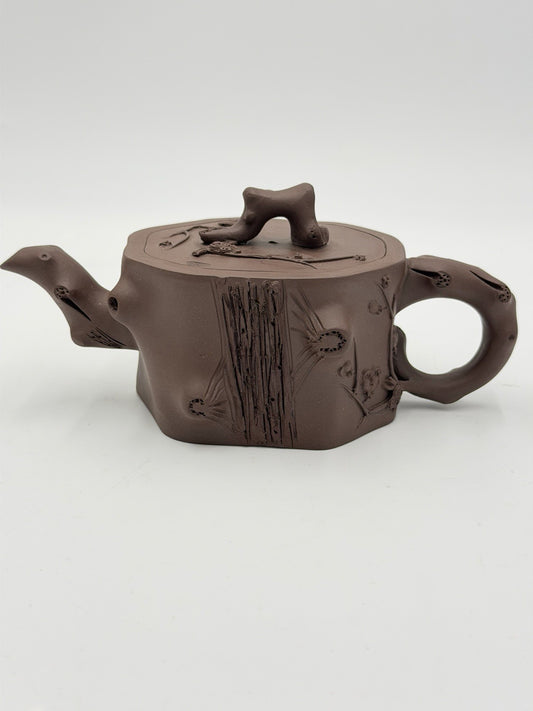 Chinese Yixing Zisha Clay Teapot Art Pottery Carved Tree Trunk Design