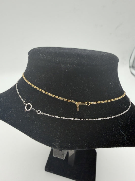 14k Yellow & 10k White Gold Pendants Chains 3.5g Scrap Gold 4 PCs