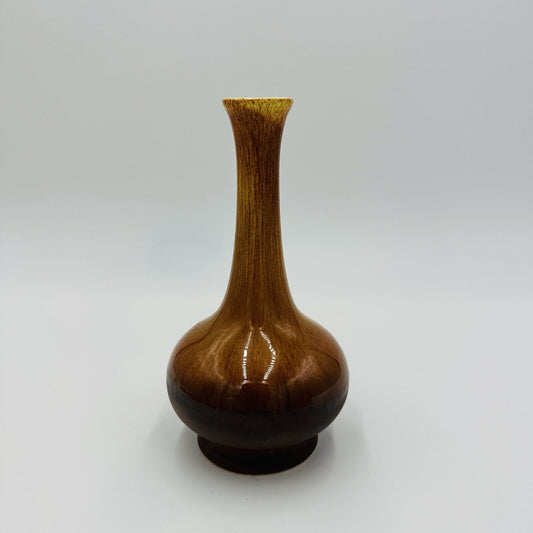 Royal Haeger Bud Vase Brown Dark Drip Glaze 7-1/4in Vtg Mid Century Modern