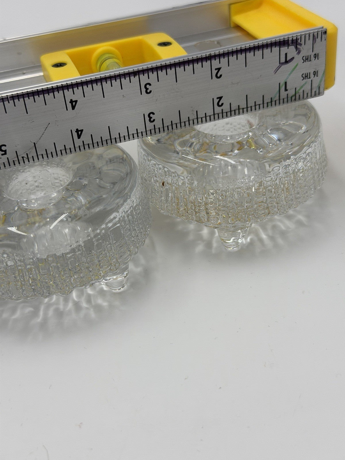 Iittala Crystal  Finland Ultima Thule Pat Wirkkala Design Candle Holders Hobnail