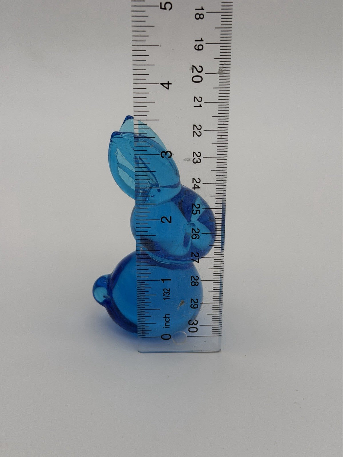 Byron Hicks Art Glass 90’ Blue Bunny Rabbit Figurine 3.5”H Rare Vintage Easter