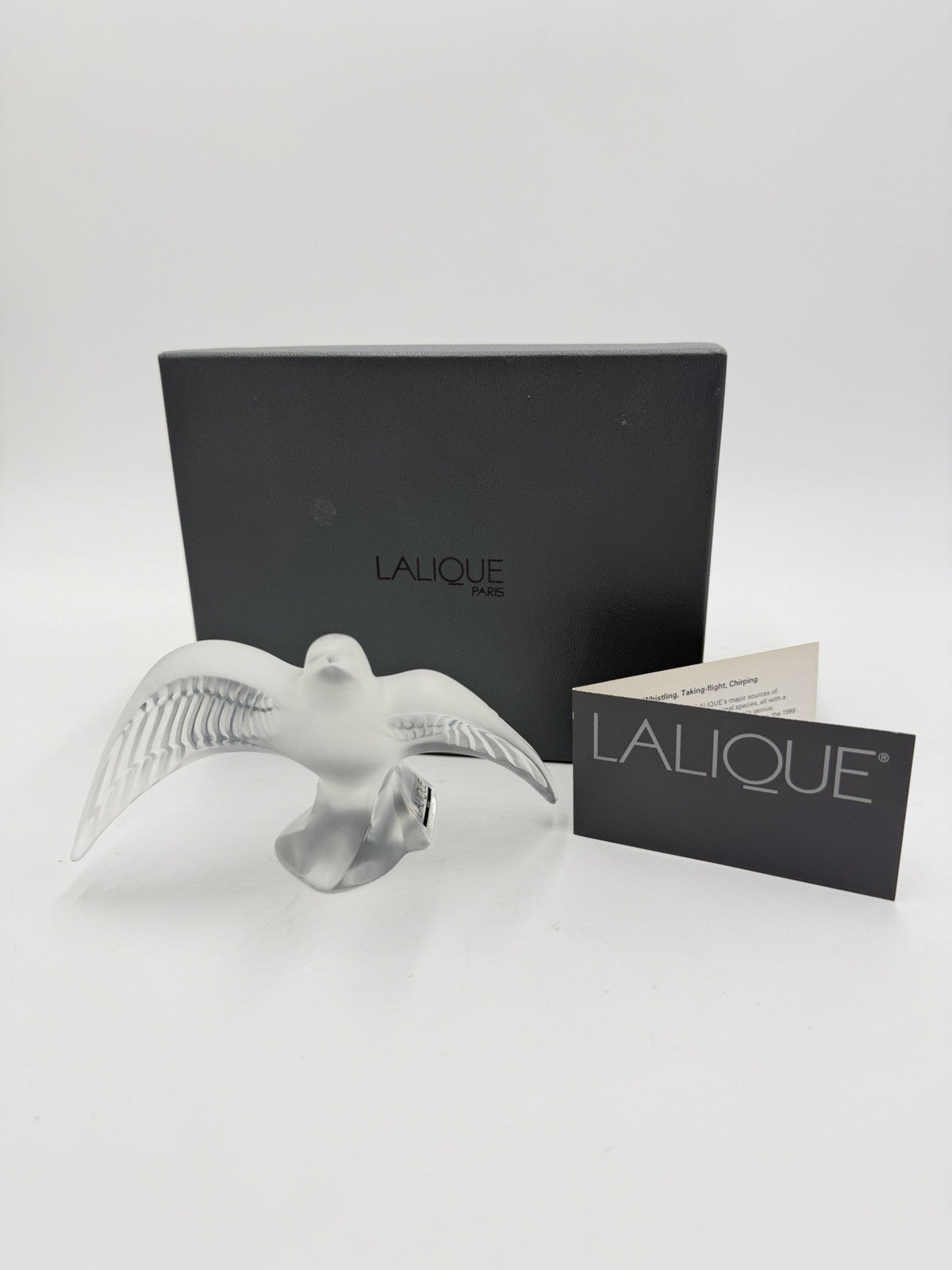 Lalique Crystal France Paris Swallow Taking Flight Martinet Bird Frosted Figurin