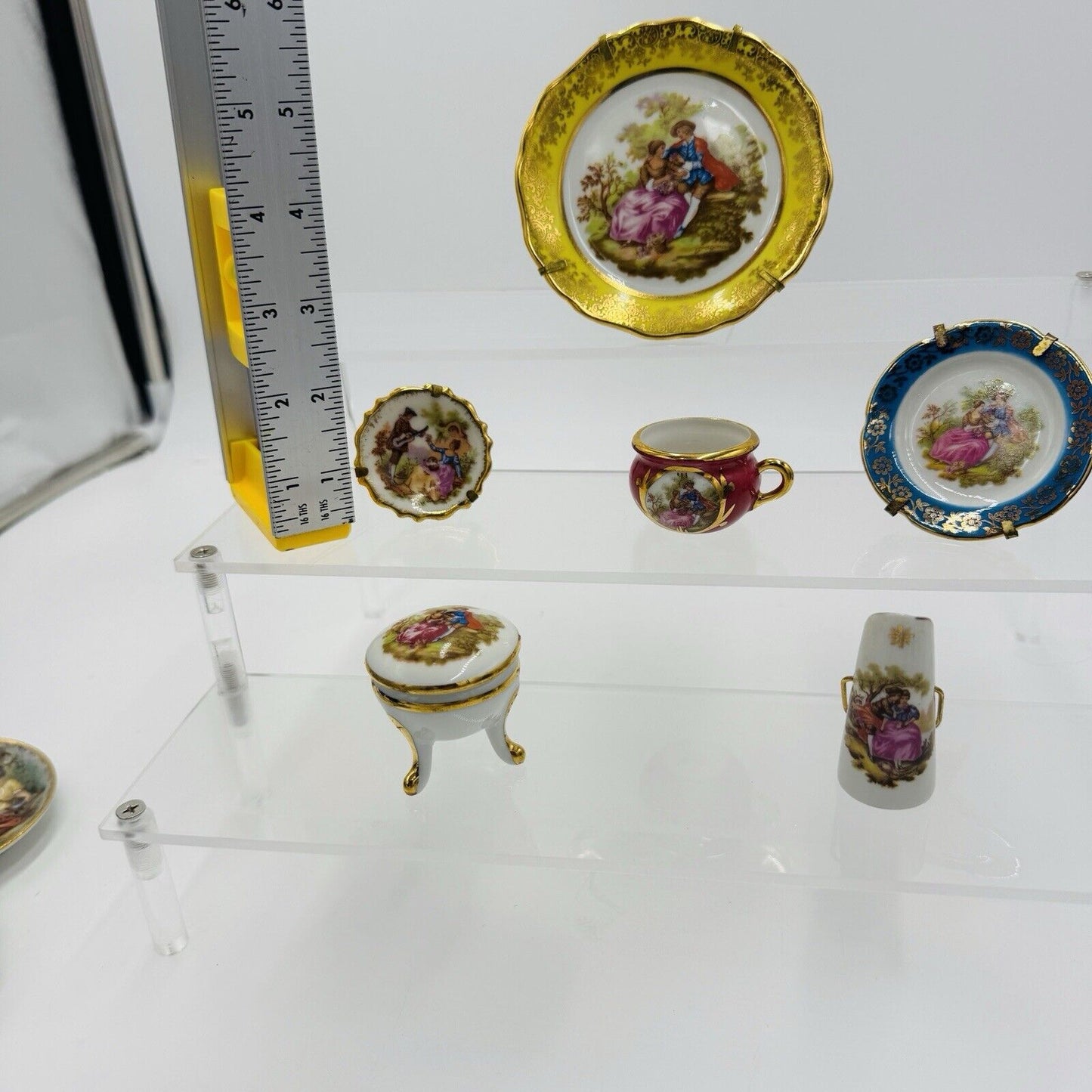 Limoges France Porcelain Painted Vintage Miniatures Lot Plates Vase