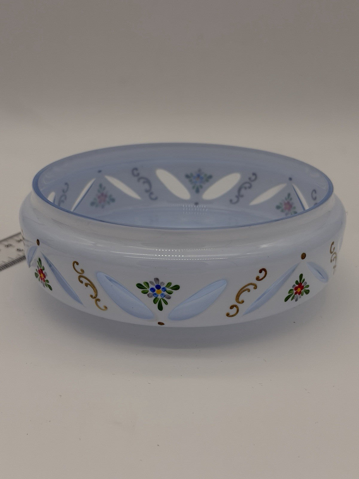 Czech Bohemian Baby Blue Cased to Blue Art Glass Lidded Candy Dish Large 6”x5”
