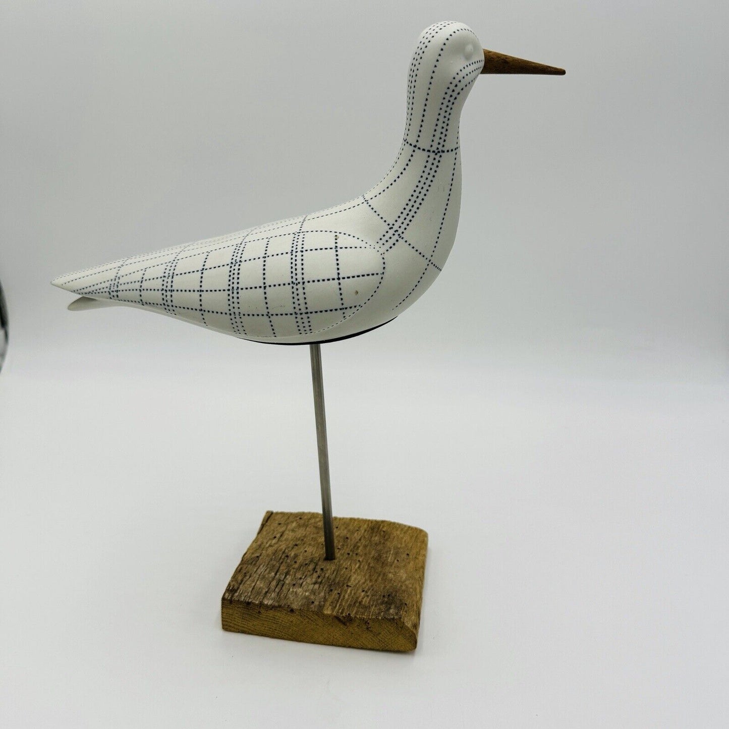 White and Blue Seagull Bird Sculpture Nautical Lake House Sea Ocean Decor