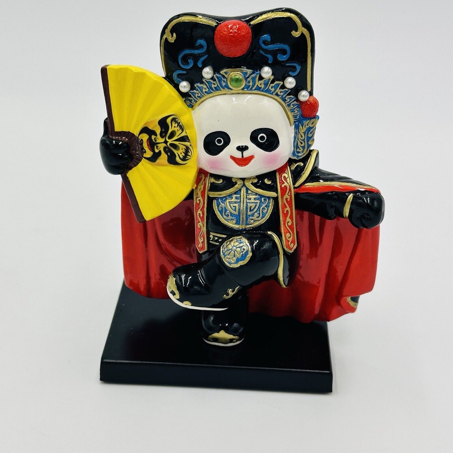 Chinese Complex Sichuan Dancing Panda Figurine Opera Ceramic Multicolor