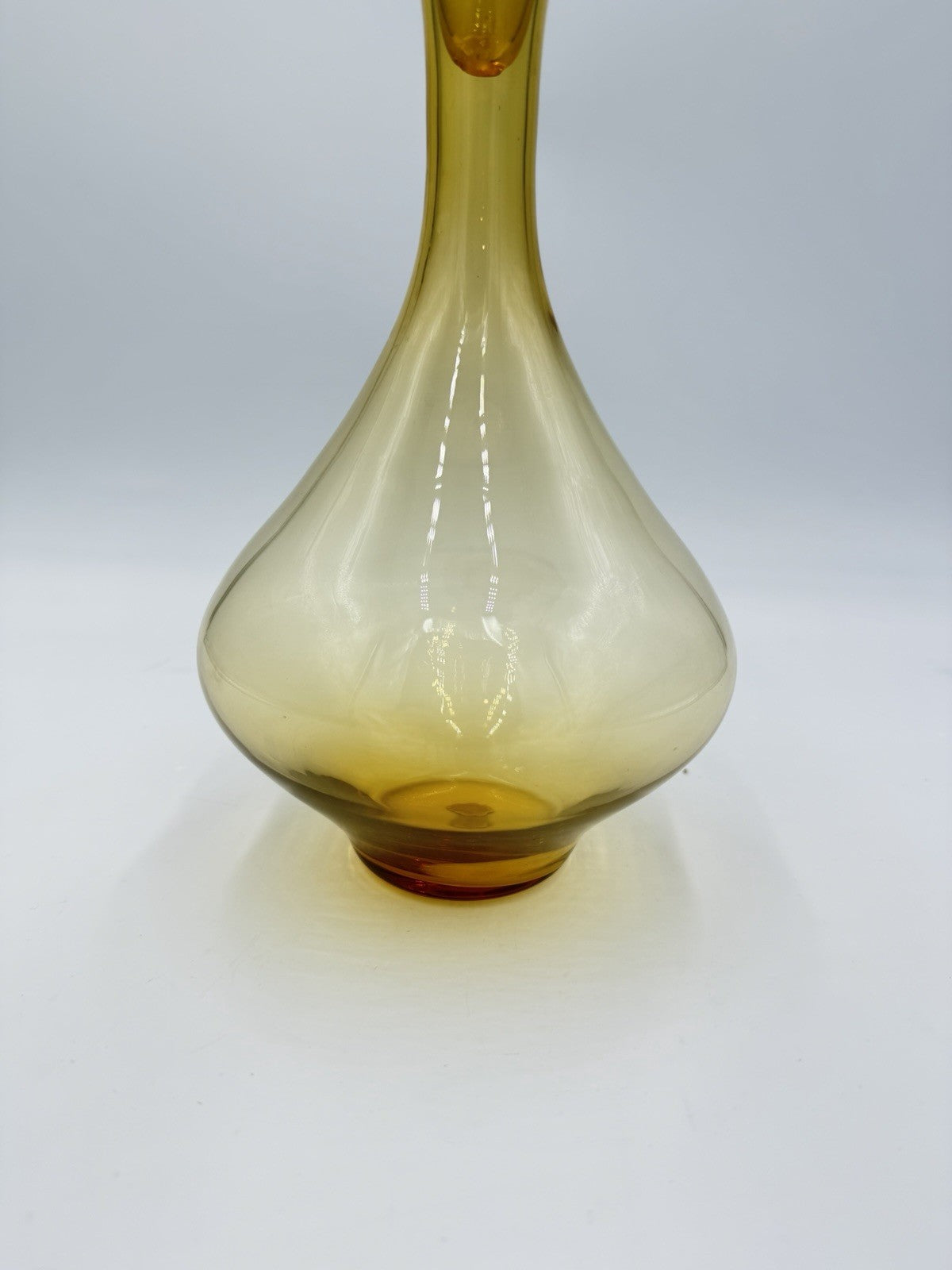 Rare MCM Empoli Italy  Art Glass Decanter  Amber W/stopper & Sticker 12”H