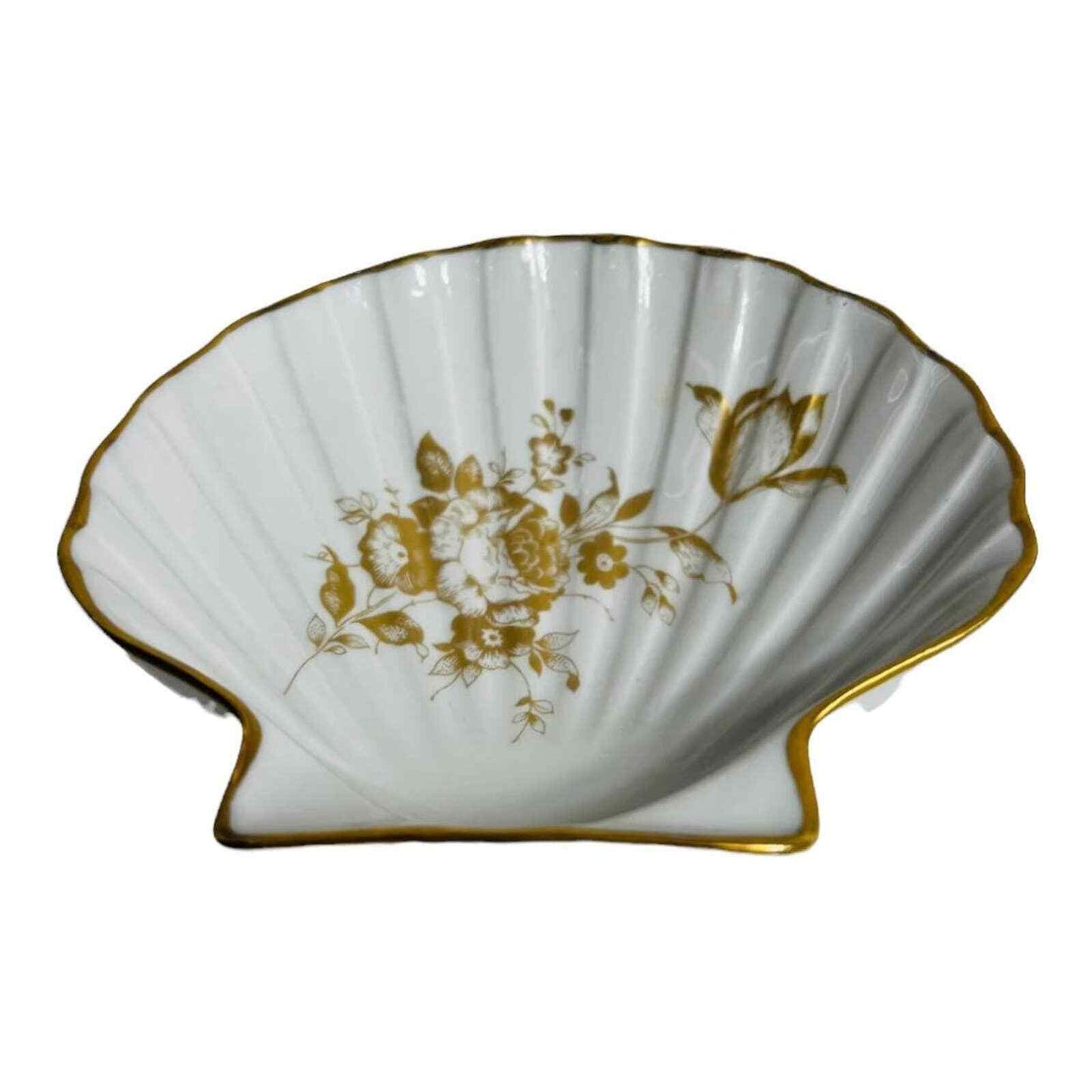 Limoges France Dish Sea Shell Trinket Hand Painted Flora Design European Decor