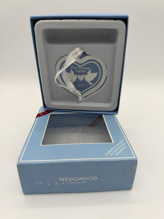 Wedgwood Jasperware Our First Christmas Together 2019 Heart Doves Ornament