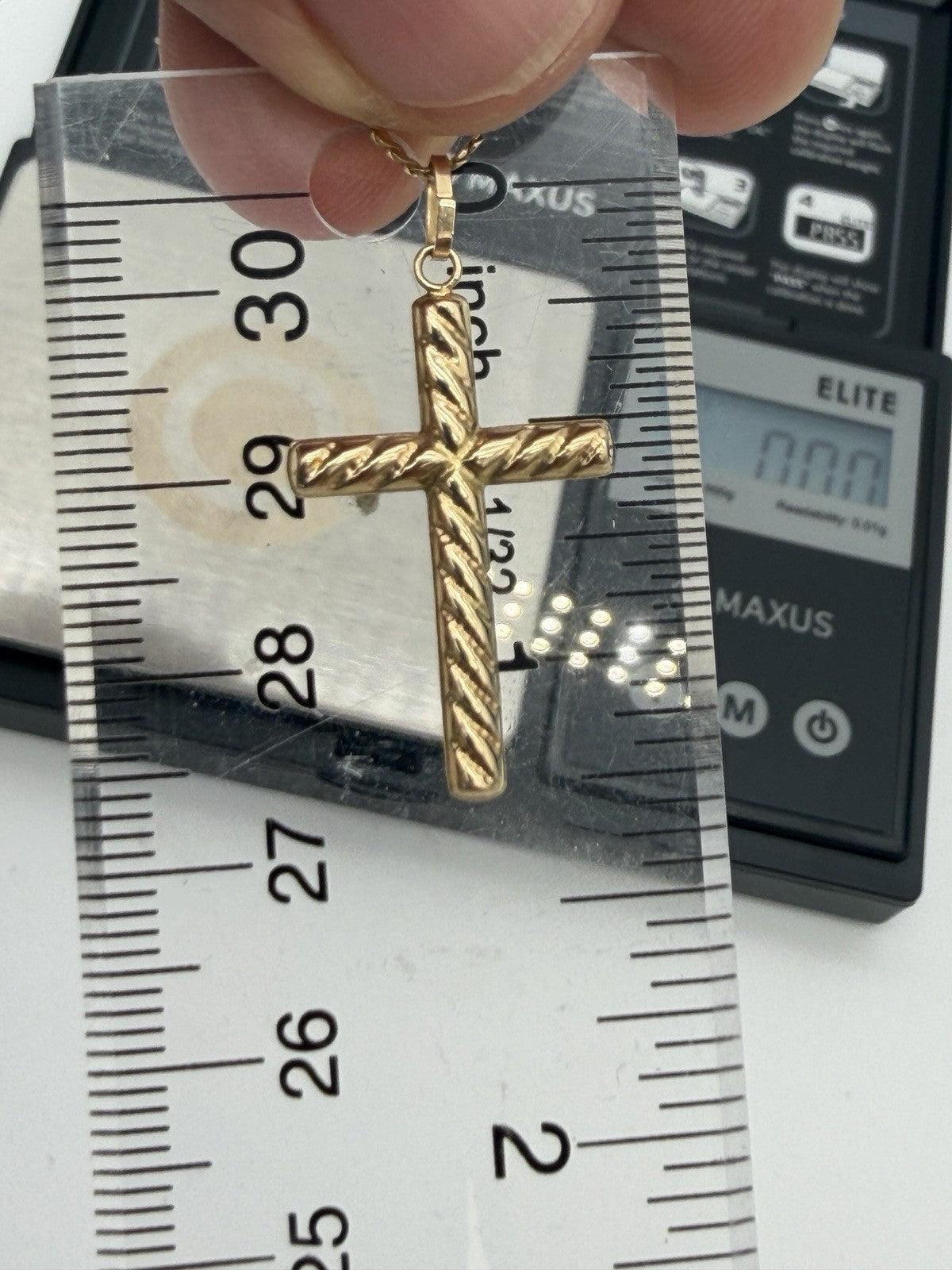 14K Yellow GOLD 2.4g Necklace Double Flat Serpentine Chain 10k Gold Cross 18”