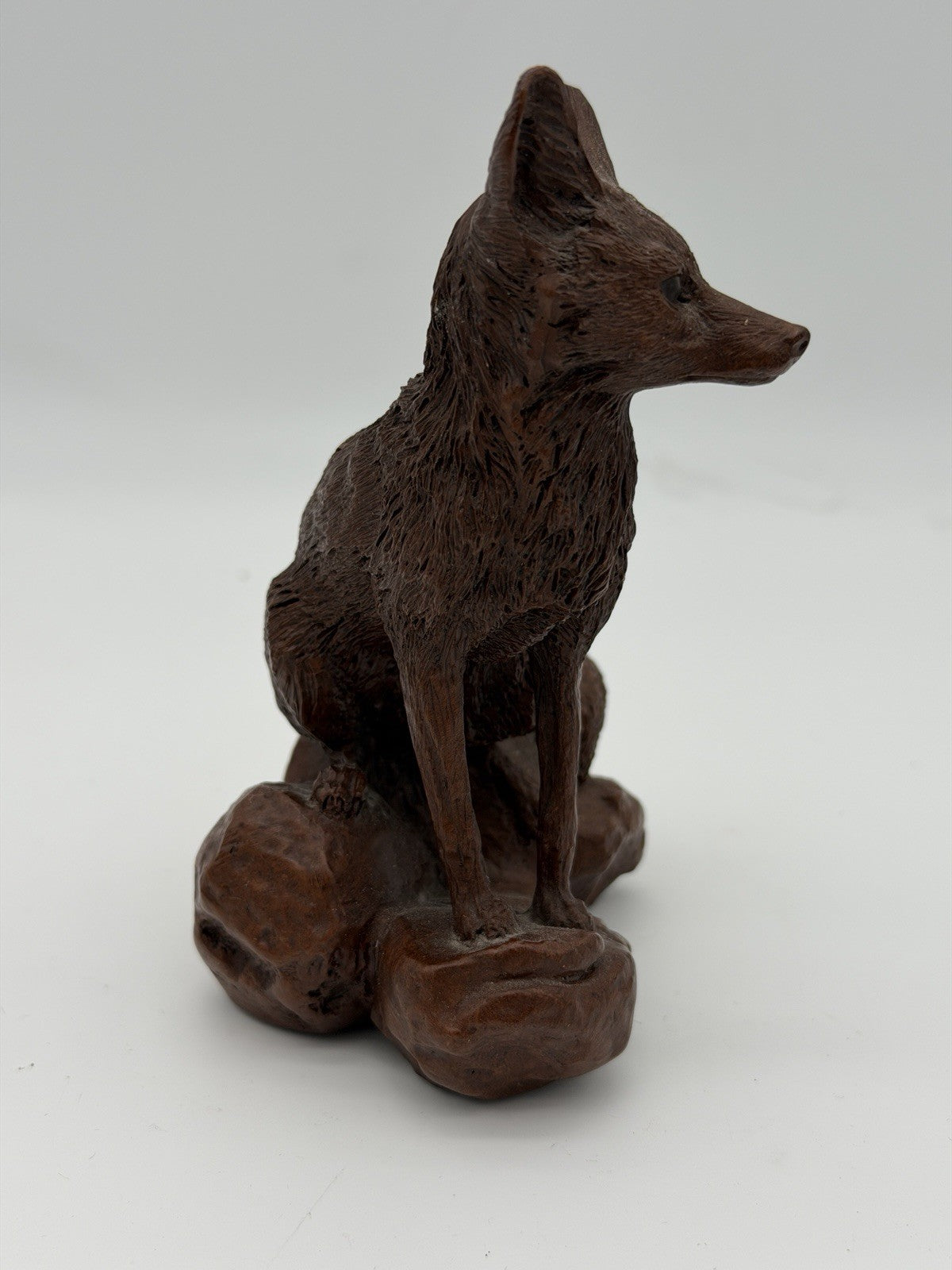 Rare Red Mill MFG Sculptures USA Fox Carved Resin Rustic Figurine 5”