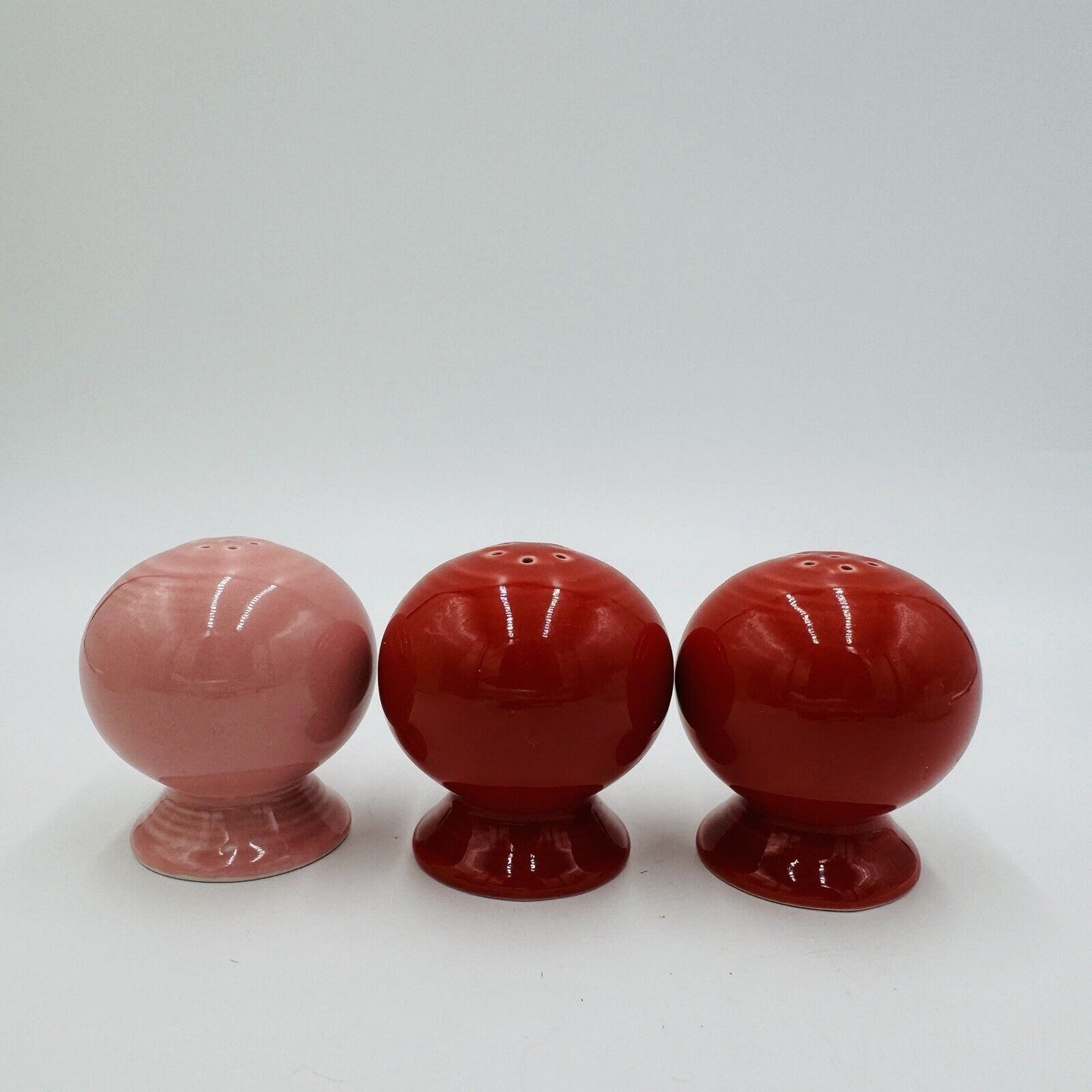 Fiestaware Salt And Pepper Shakers Red & Pink Set Pottery USA