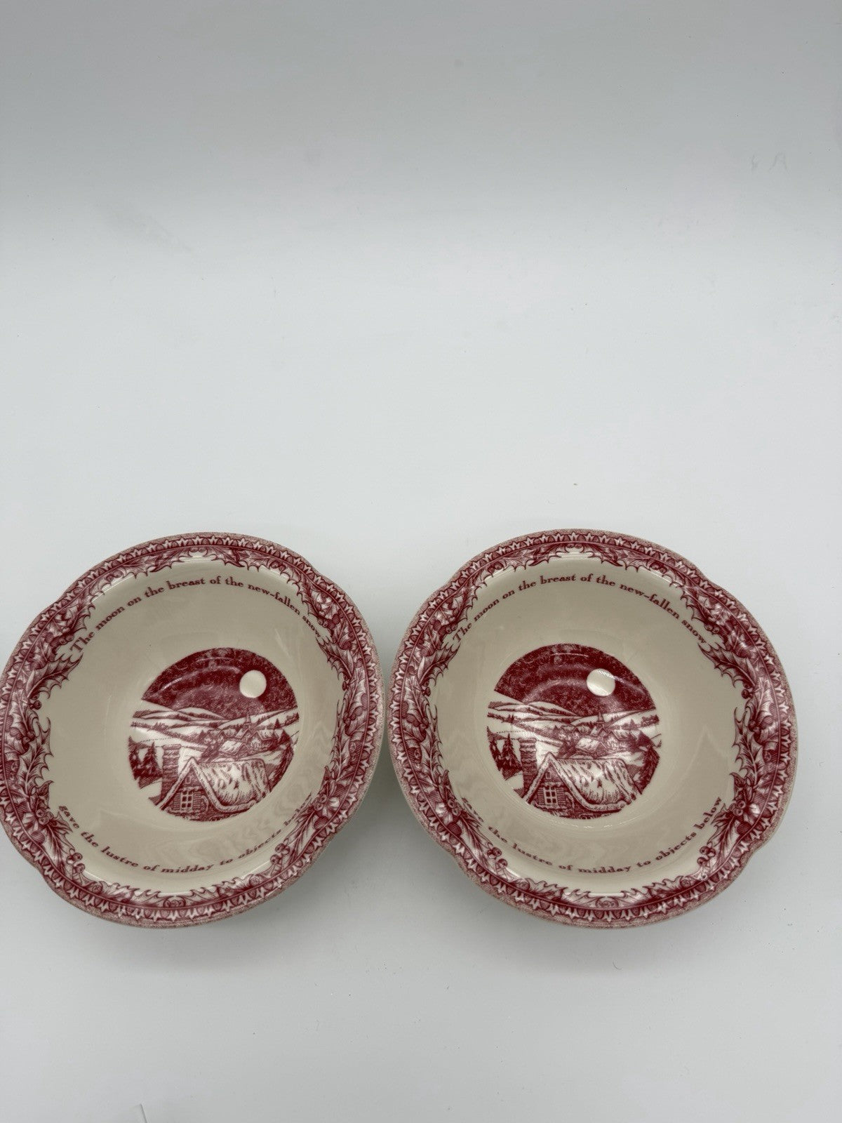Johnson Brothers Red Porcelain Twas The Night Cereal Bowl Porcelain England 2
