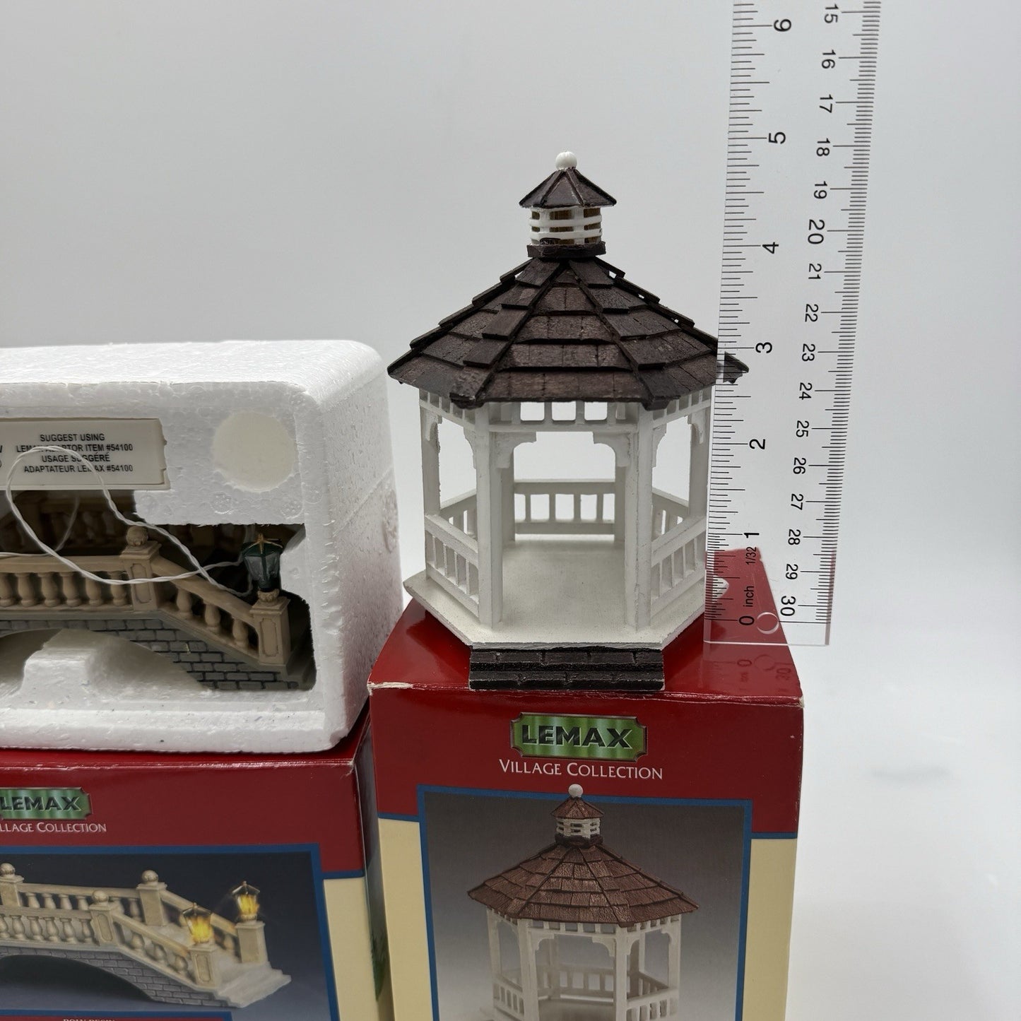 Lemax Village Collection Lighted Somerset Foot Bridge & Wooden Gazebo Round