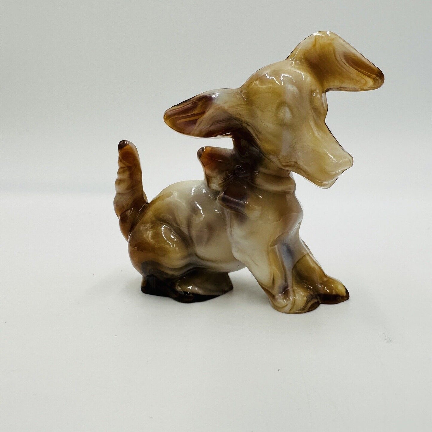 Imperial Art Glass Dog Figurine End O’day Glass Caramel Slag Collection Vintage