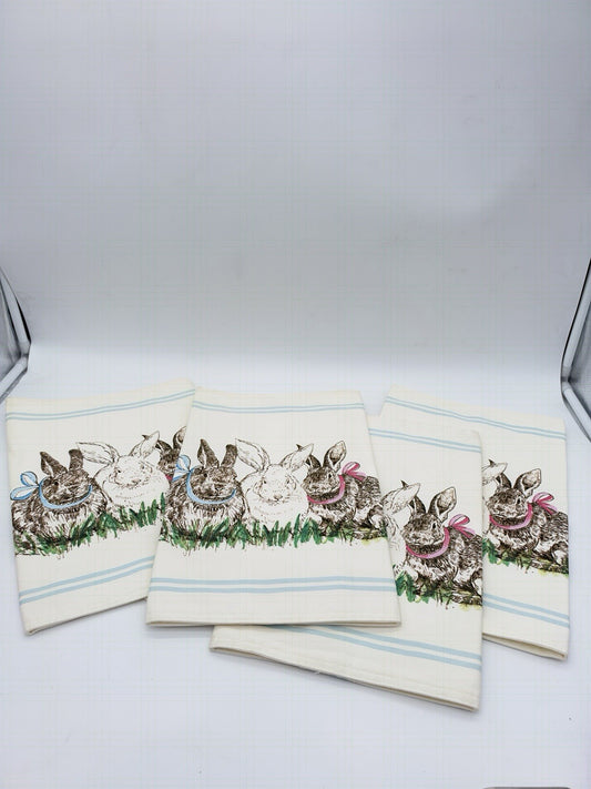Williams Sonoma Easter Meadow Bunny Placemats New Set of 4 PCs 100% Cotton