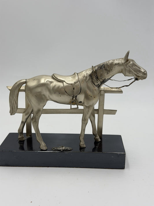 Vintage Jennings Bros Metal Silver Tone Horse Sculpture 6.5”x8” Figurine