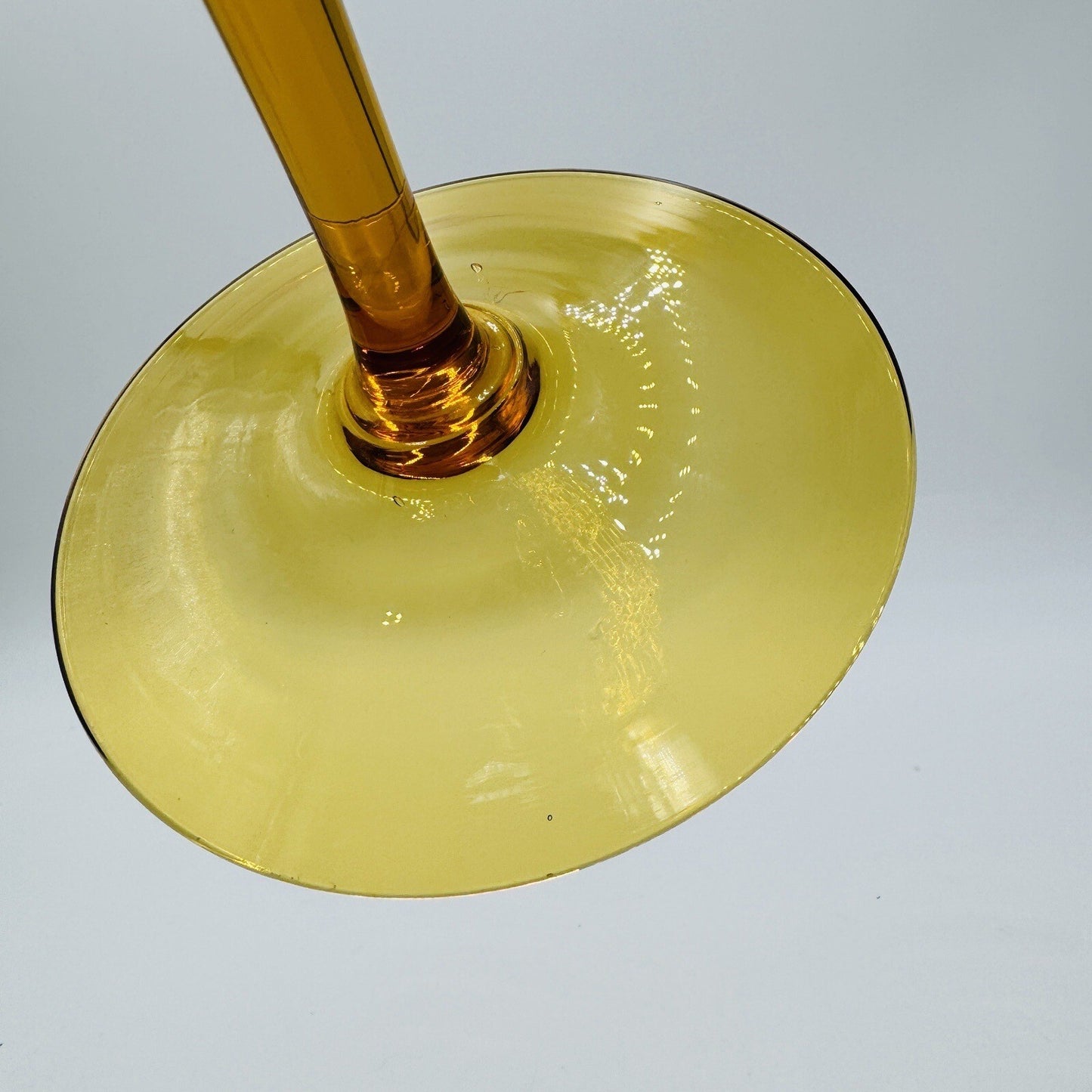 Italian Empoli amber glass diamond optic tall compote 12in