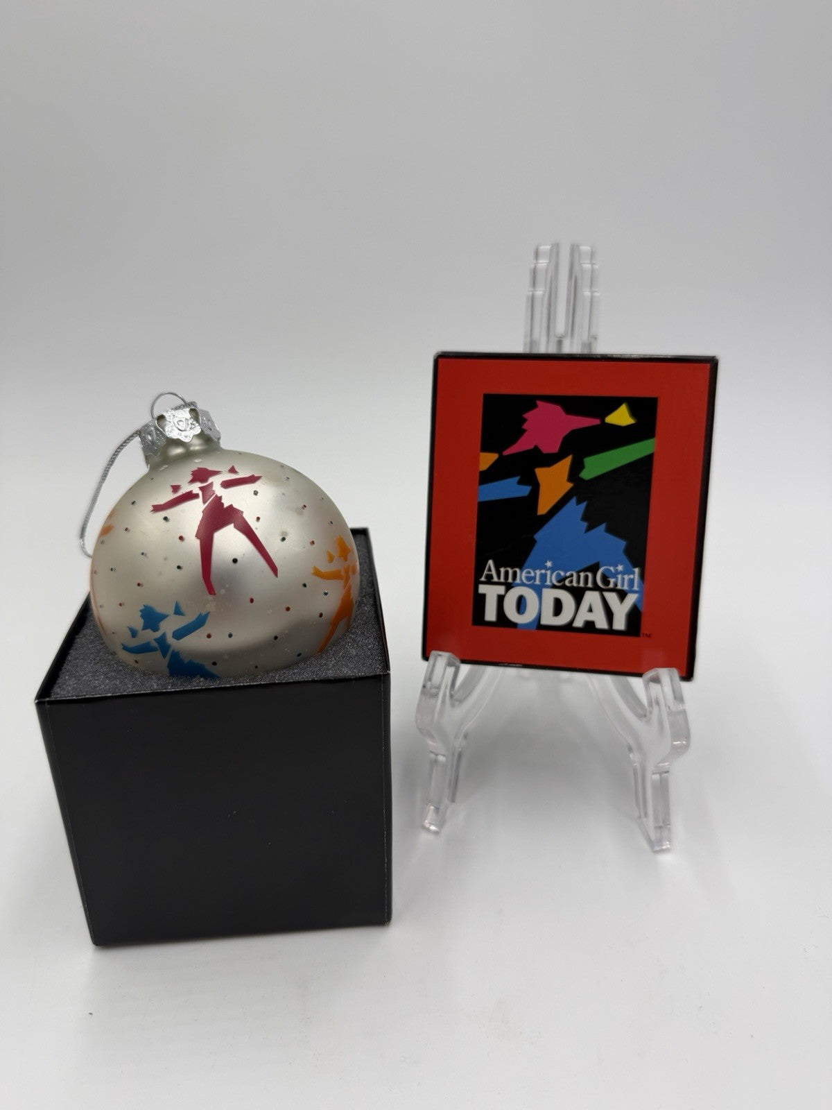 American Girl Today 1999 Silver Ball Art Glass Ornament AGTO1 Retired W/Box Vtg