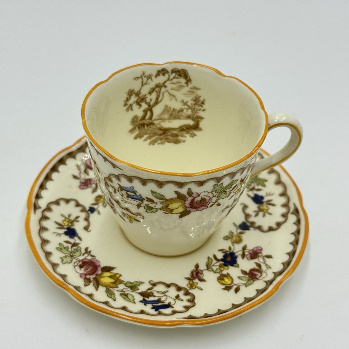 Royal Doulton England The Beaufort Demitasse 1930 Tea Cup & Saucer Porcelain