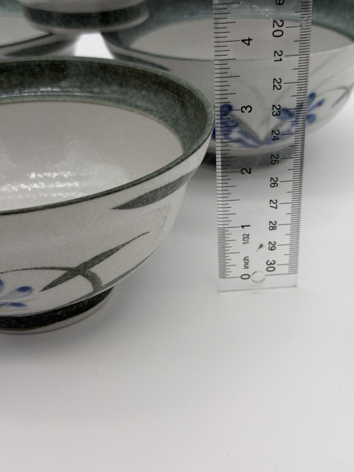 Mino Ware Japan Donburi Rice Bowls Porcelain Painted Floral 4 PCs