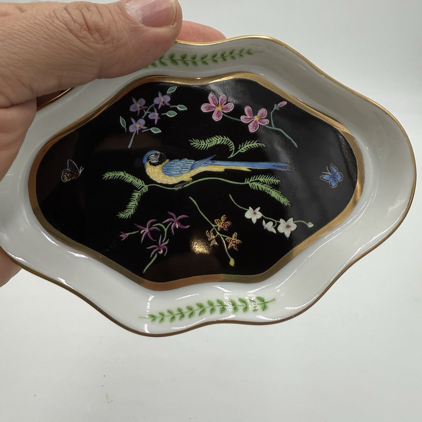 Lynn Chase Design Jaguar Jungle Porcelain Jewelry Tray Hand Painted