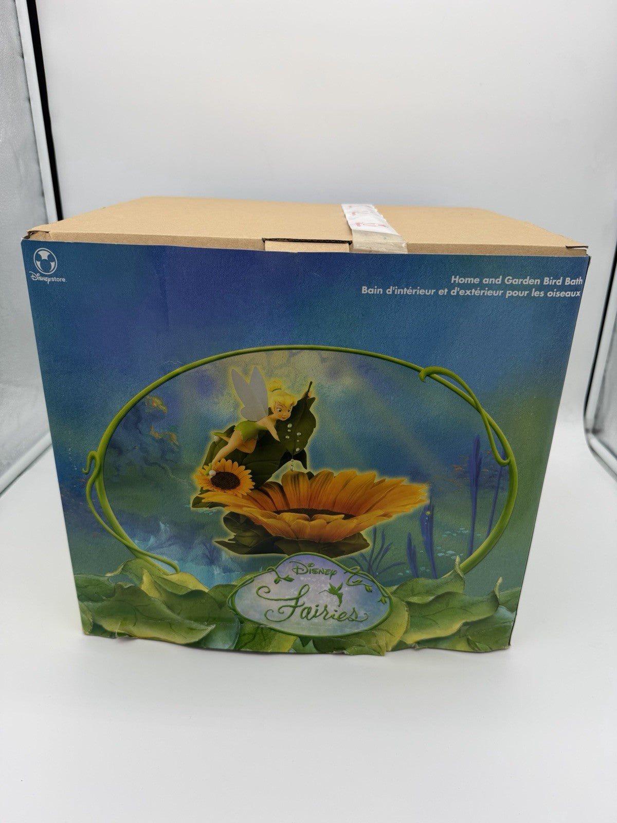 Rare Disney Store Tinkerbell Sunflower Bird Bath Resin Large Home & Garden Boxed