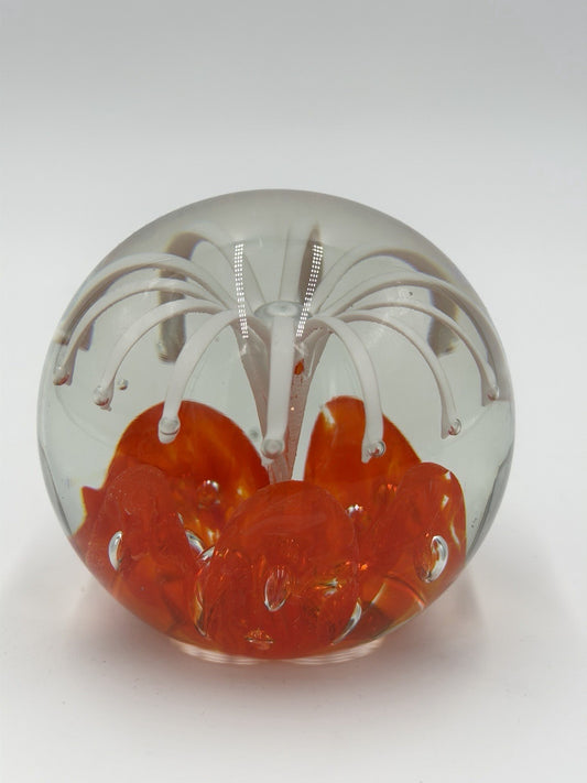 Vintage Joe Zimmerman Art Glass Paperweight Signed Floral Studio Designed 3”H