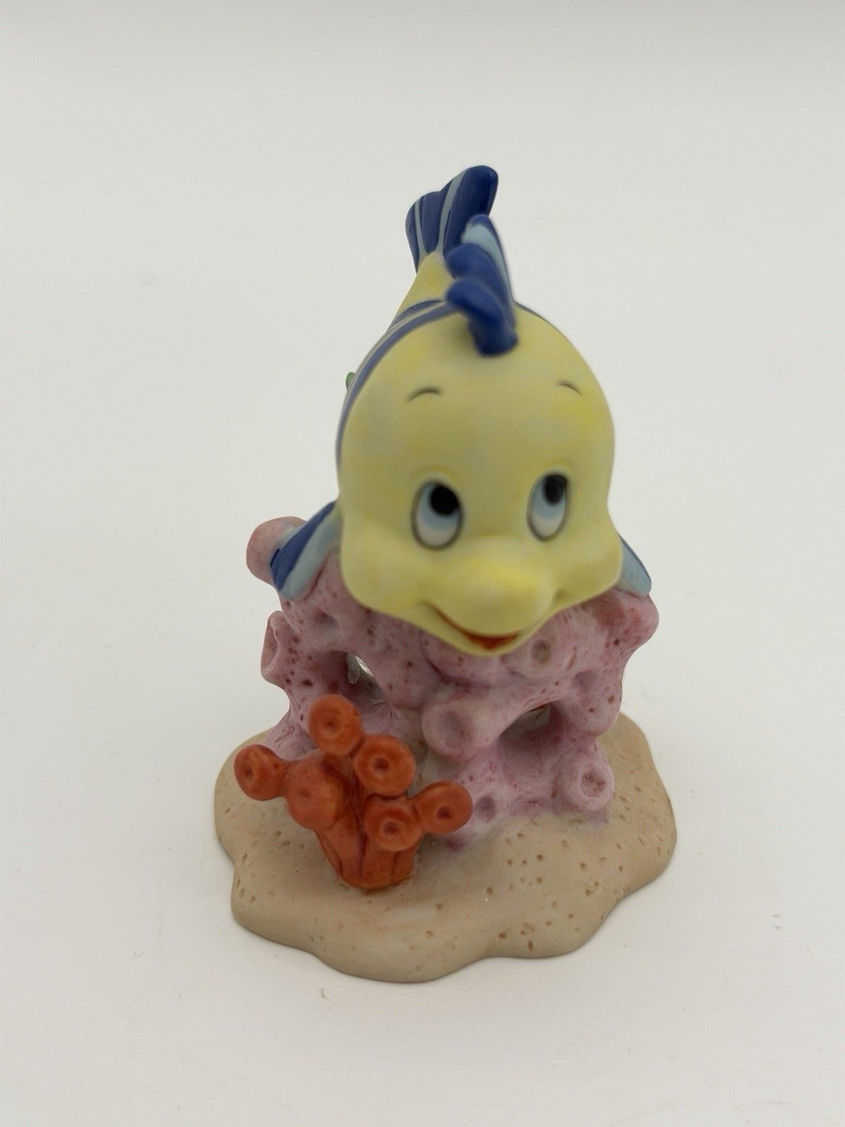 Disney Little Mermaid Flounder Fish Coral Reef Porcelain Figurine Painted 2.5”H
