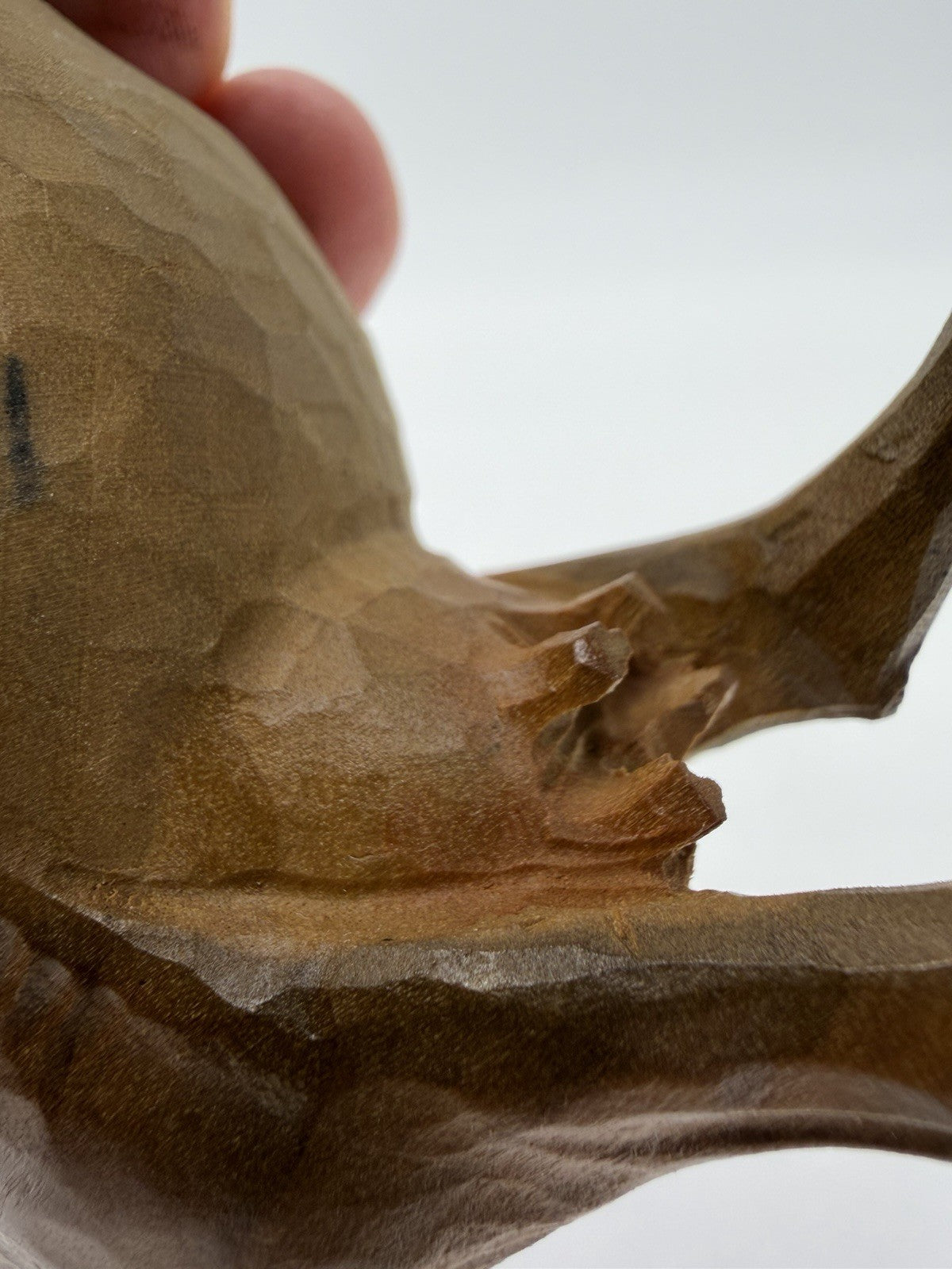 Swiss Folk Art Wood Carving Cow Signed HF Figurine Antique Switzerland 3.5”H X6”