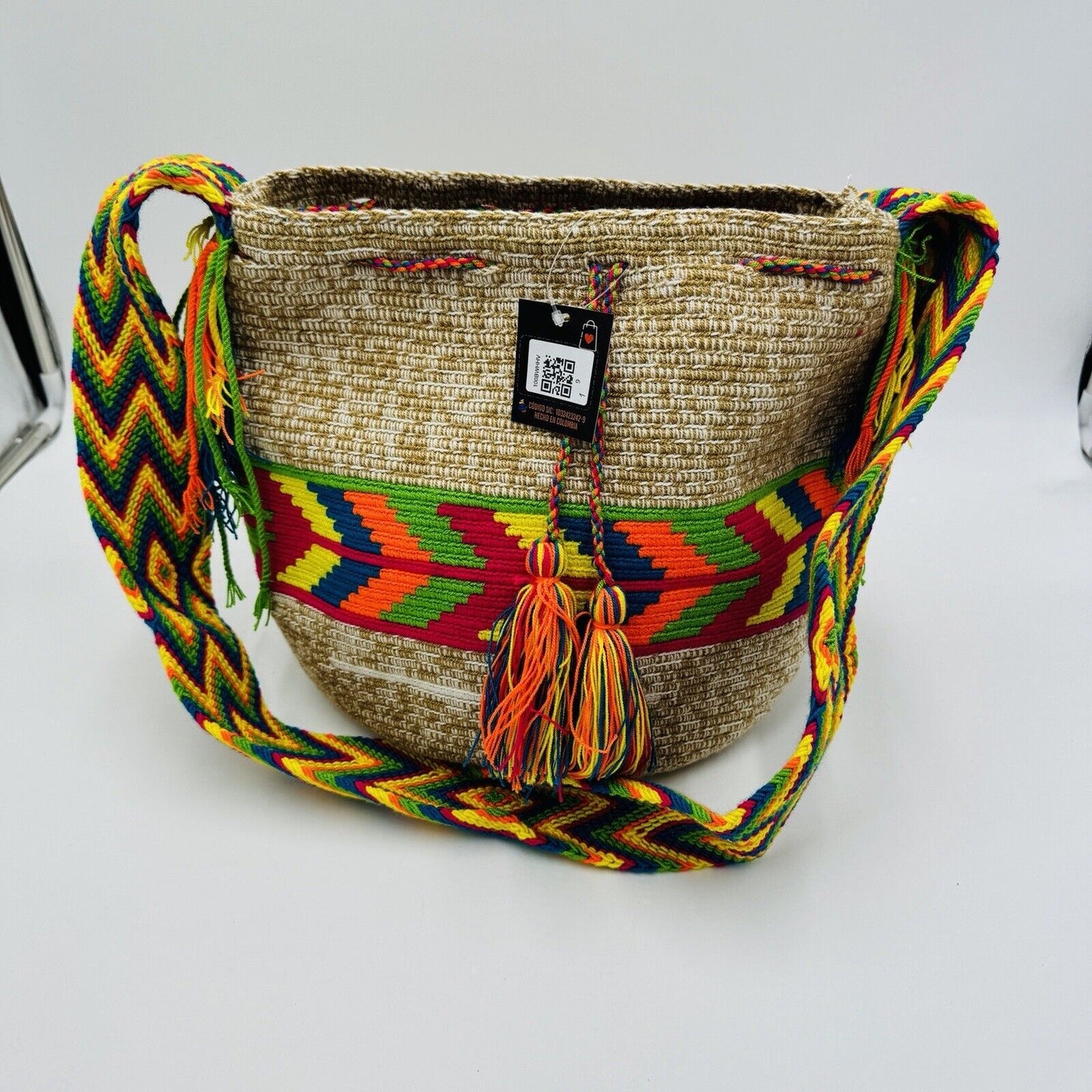 Authentic 100% Wayuu Mochila Colombian Bag Large Size Crossbody Multicolor