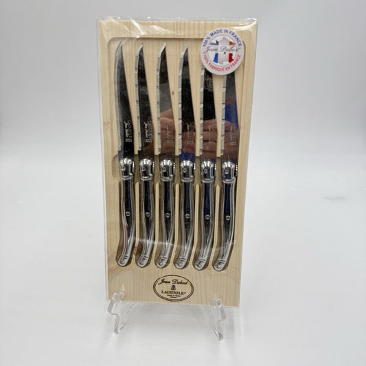 Set of 6 authentic French Jean Dubost Laguiole steak knives stainless