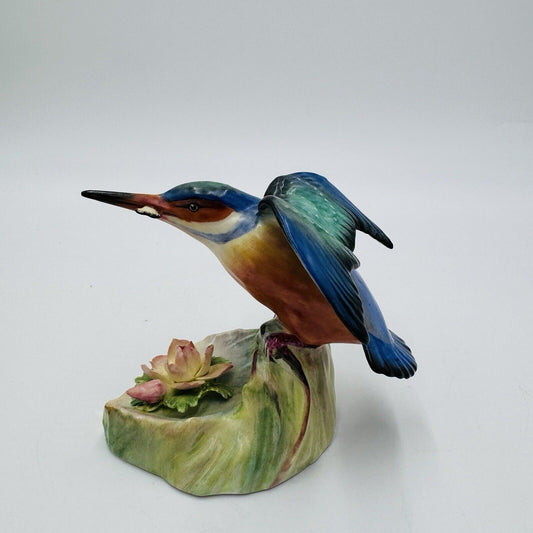 Adderley Floral Made England KingFisher Bird Figurine Hand Painted Porcelain 4”