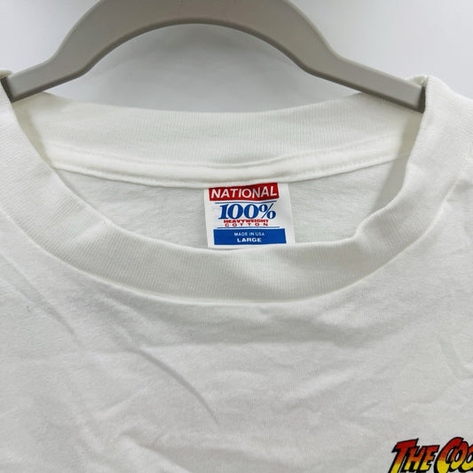 7 UP Single Stitch Surfing Soda T Shirt Size L COOL SPOT White USA Made Vintage