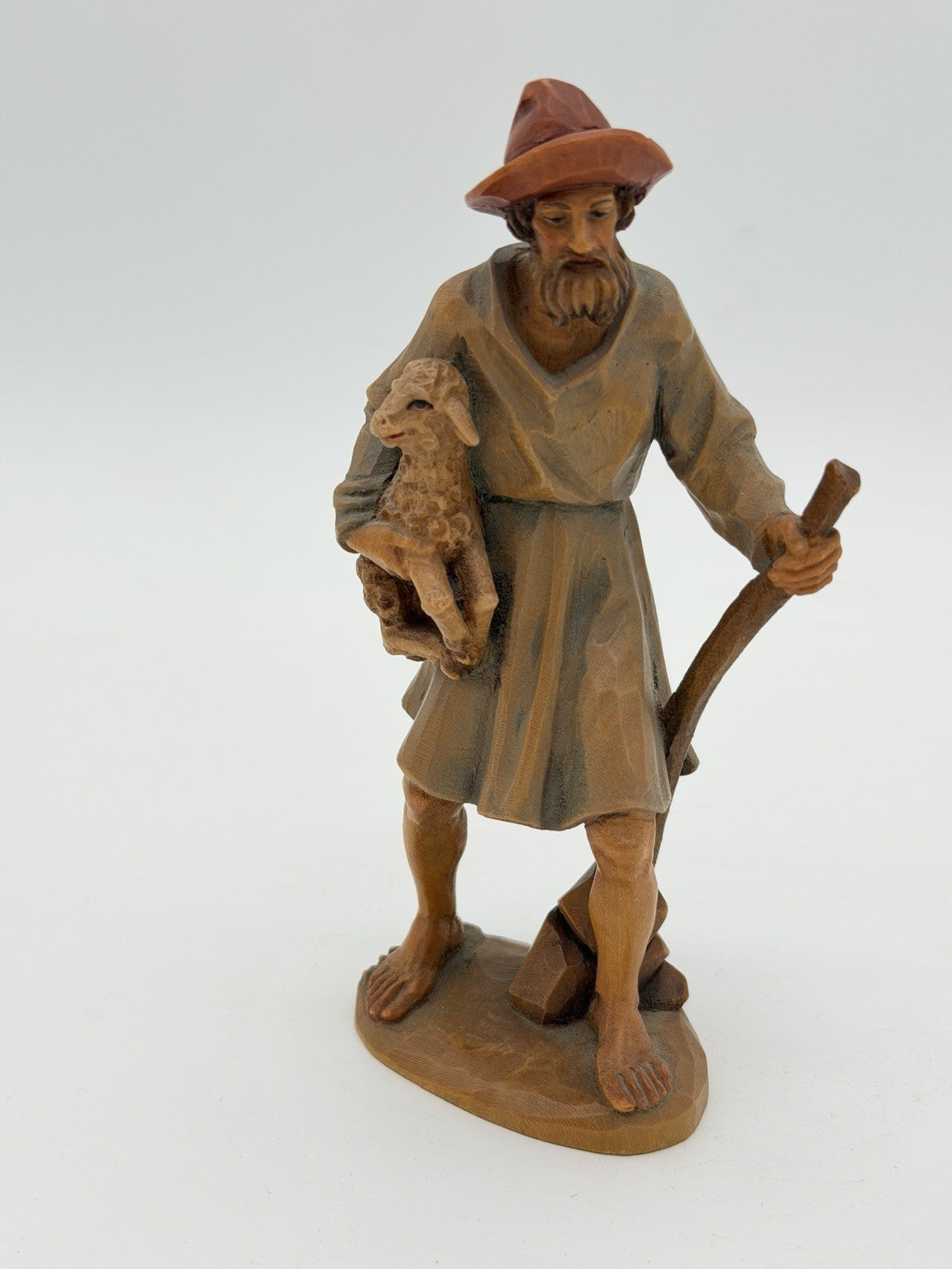 Anri Italy Folk Art Vintage Hand Carved Wood Shepherd Nativity Figurine 5.5”H