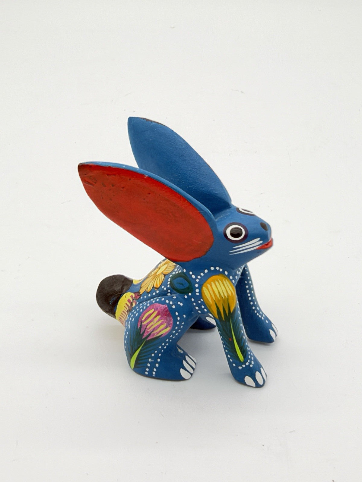 Alebrije folk art Oaxacan wood carving Hand Painted Floral Rabbit Bunny Figurine