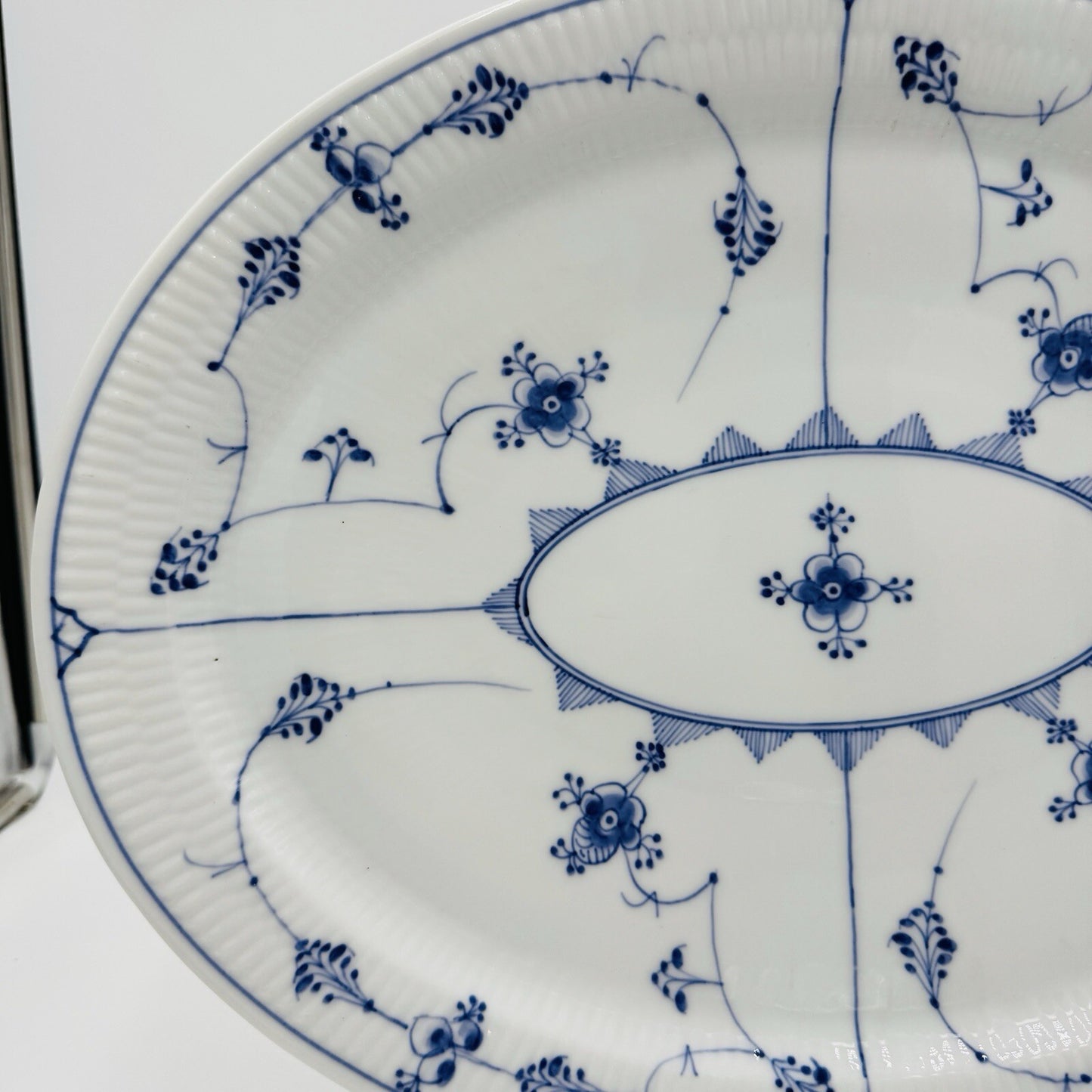 Antique Royal Copenhagen Blue Fluted Plain Large 18in Oval Platter #348 Rare