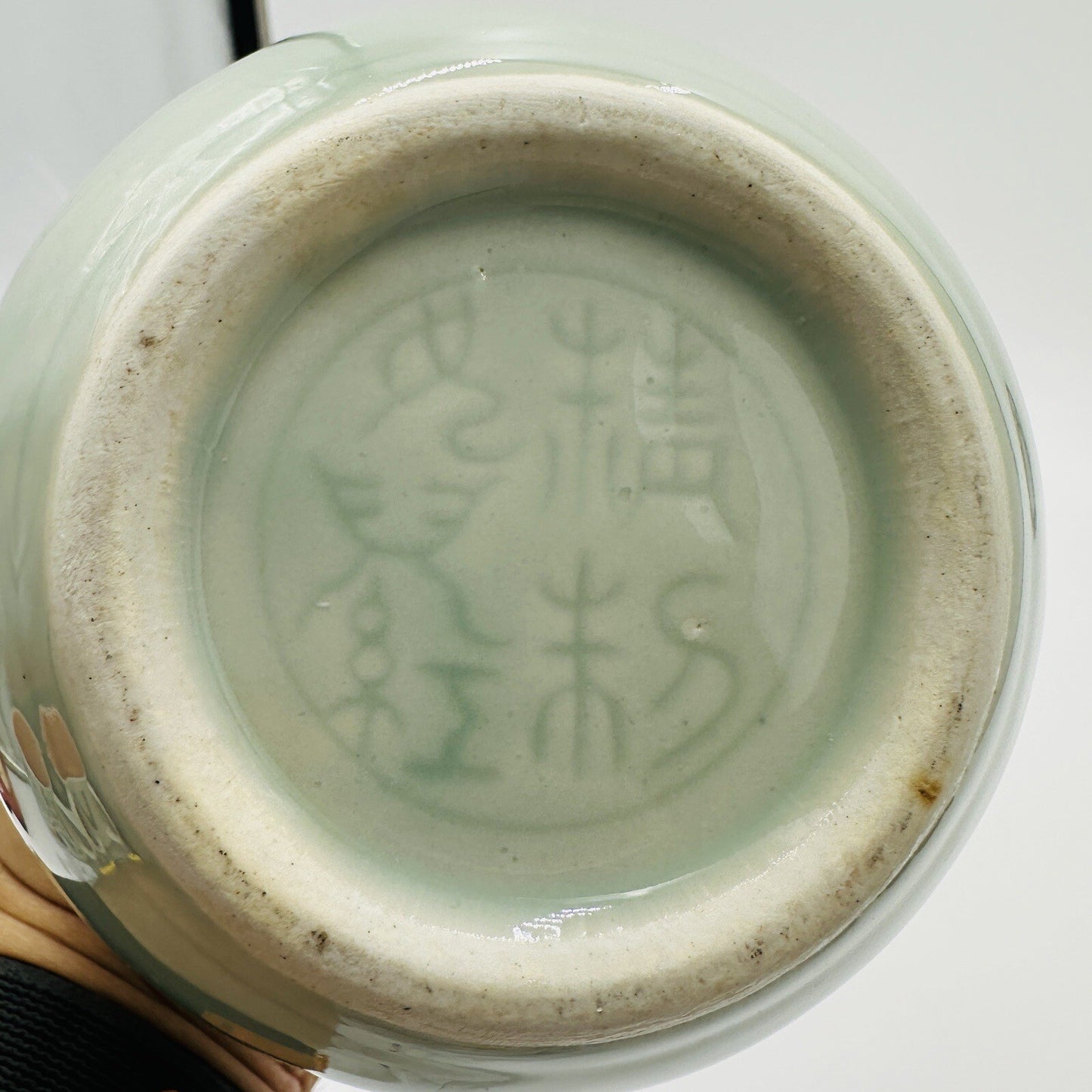Chinese Celadon Pottery Spirit Pot Pouring Jug Green Glossy Round Antique