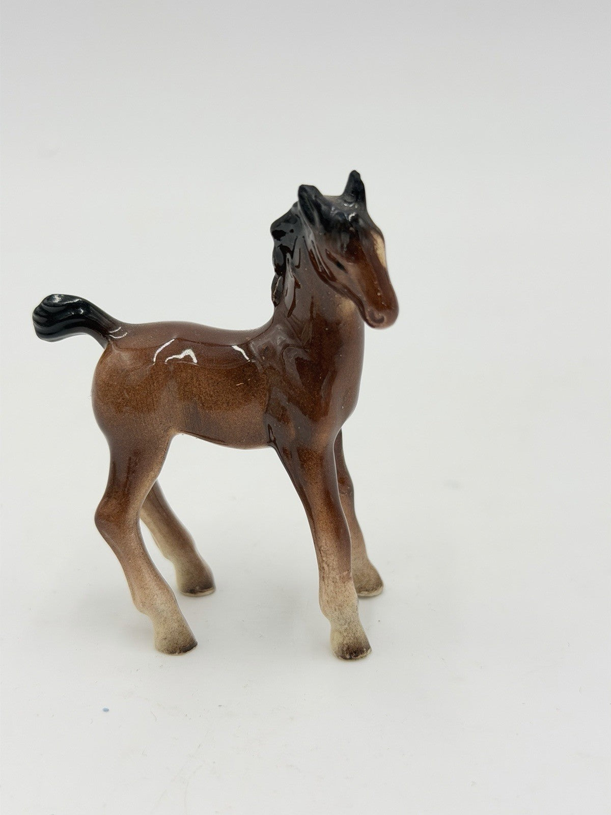 Vintage Hertwig Painted Porcelain Foal Horse Figurine Germany 3”H Glossy Rare