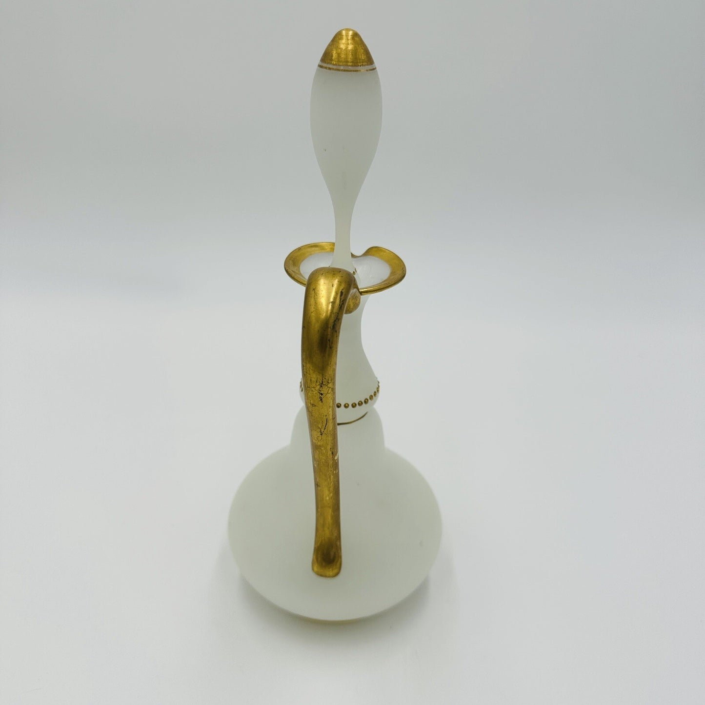 Glass Decanter Stopper Opaline White And Gold Trimmed Vintage Delicate Perfume