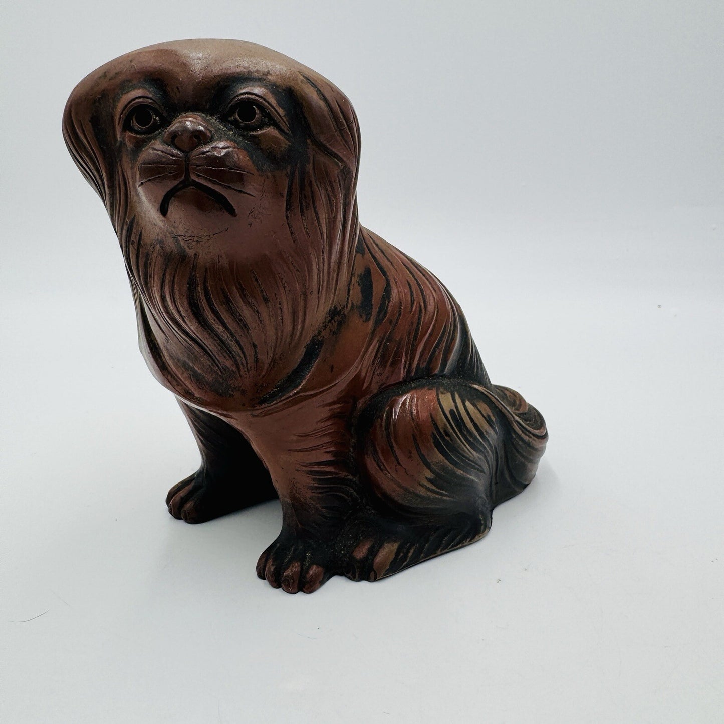 Antique Bizen ware Pottery Okimono Sculpture Chin-Inu Dog Figurine Japanese