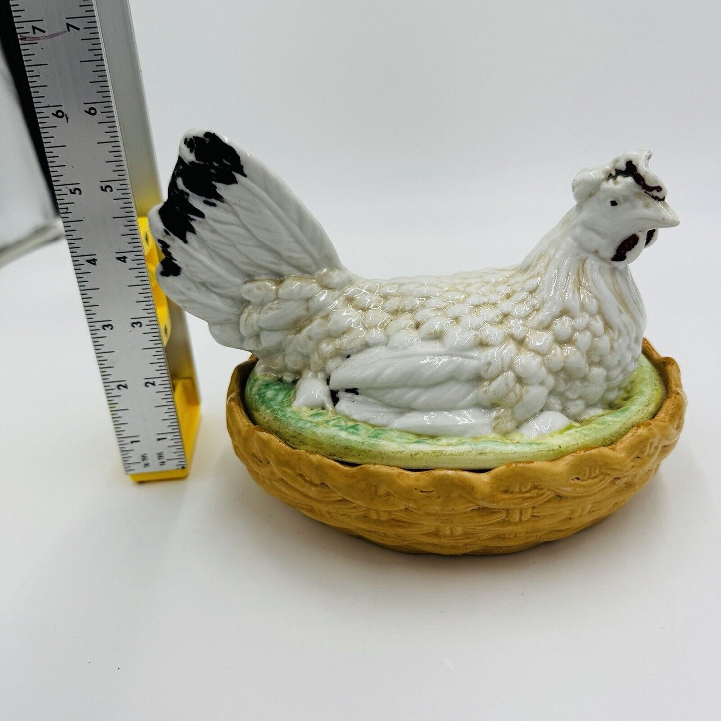 Antique Staffordshire Pottery Hen On Nest Lidded Dish Marked S 254 Chicken Box