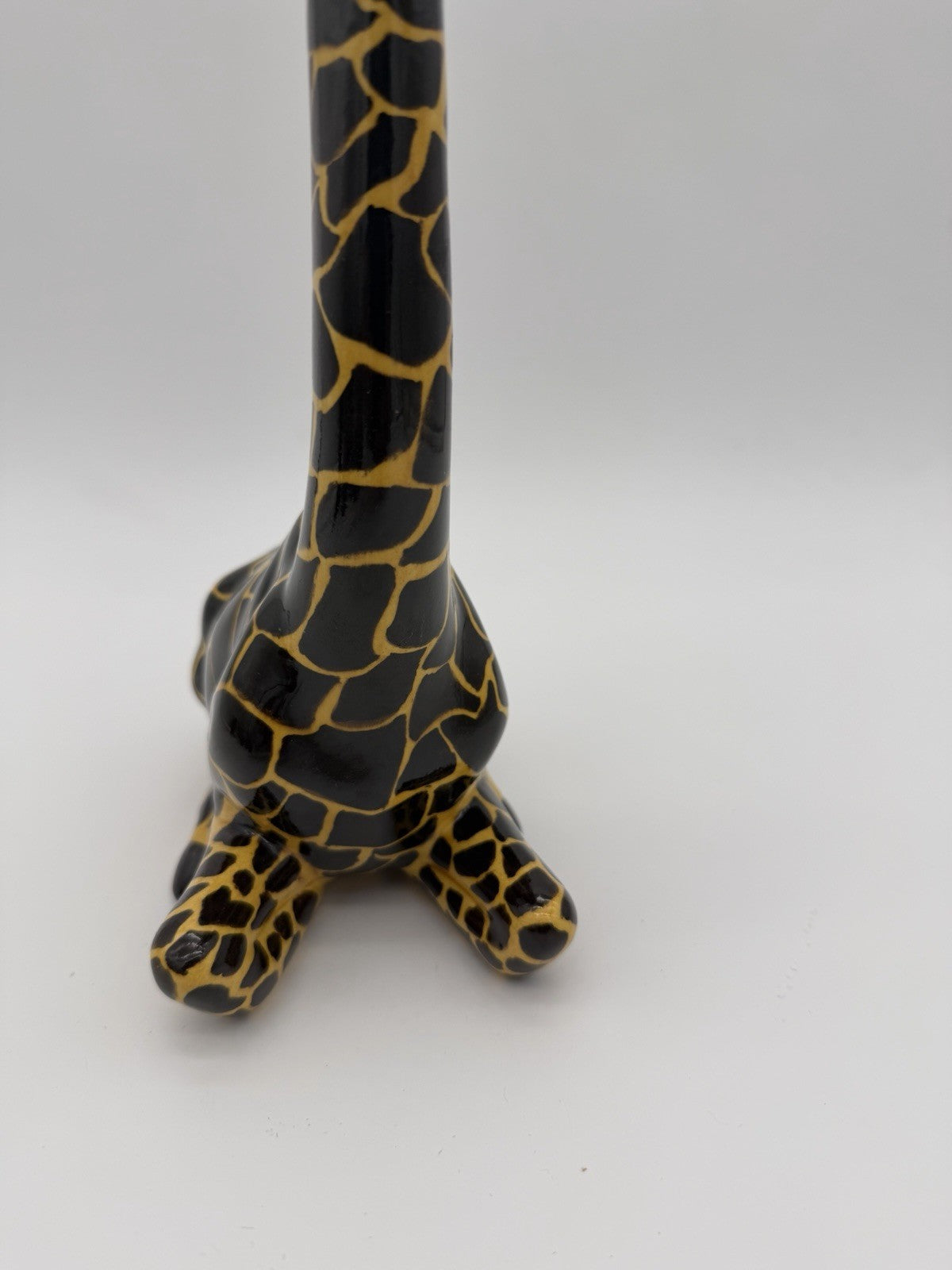 Studio Art Pottery Ceramic Giraffe Painted 10” Sculpture Signed Vintage Rare