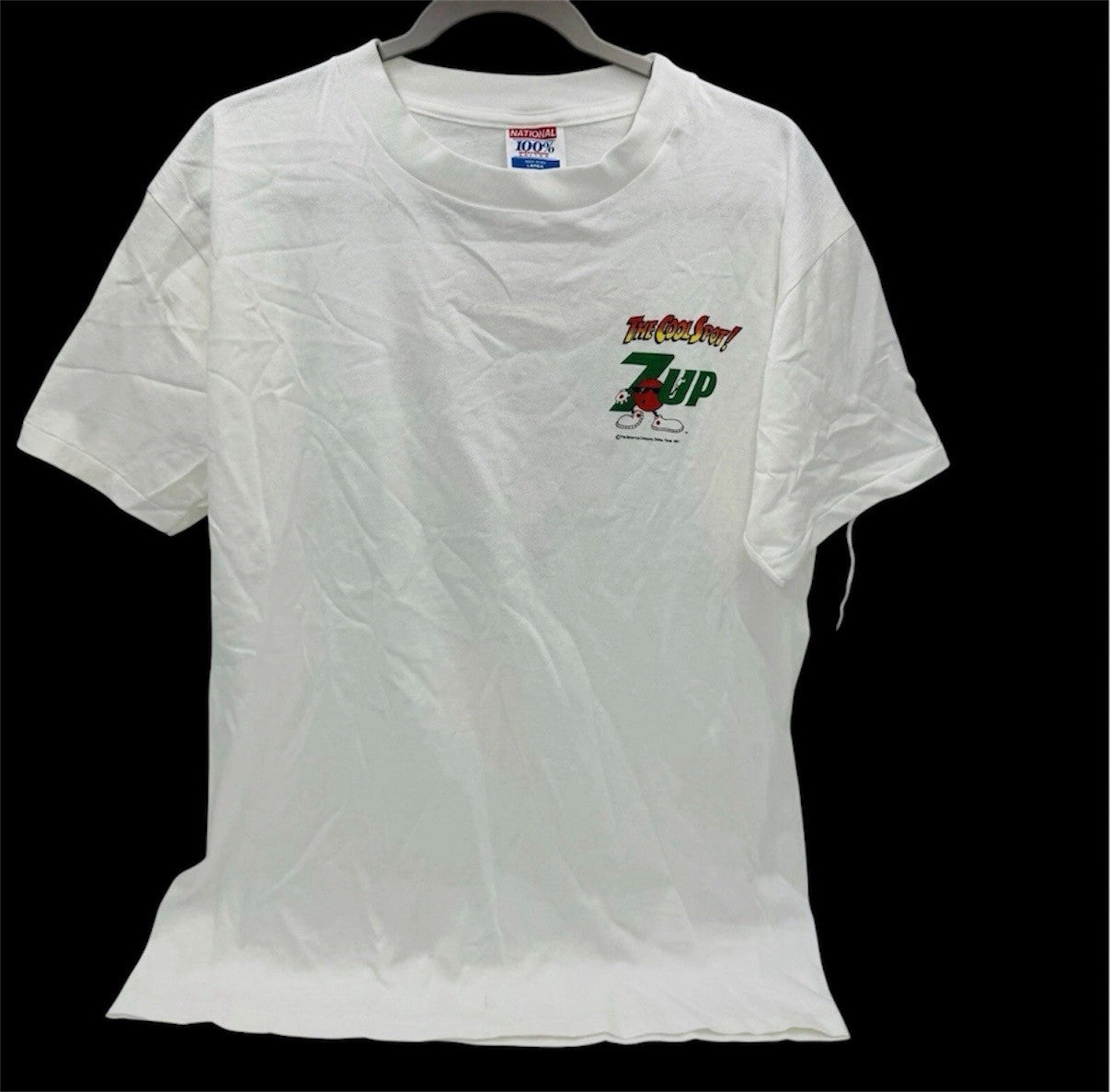 Vintage 7 UP Soda Cotton Single Stitch Surfing T-Shirt Size L Made USA Retro