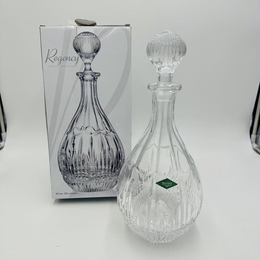 Shannon Crystal Wine Decanter Regency Bright Cut 14in H 46 oz Box