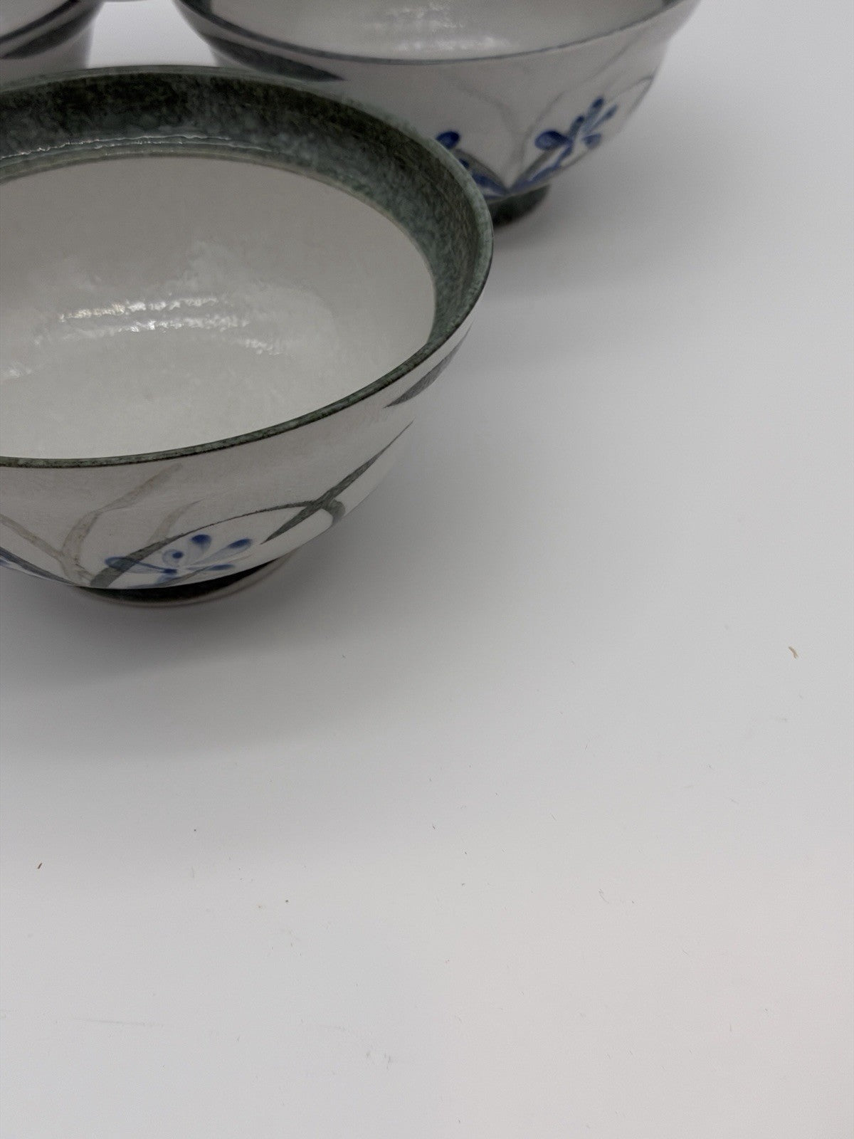 Mino Ware Japan Donburi Rice Bowls Porcelain Painted Floral 4 PCs