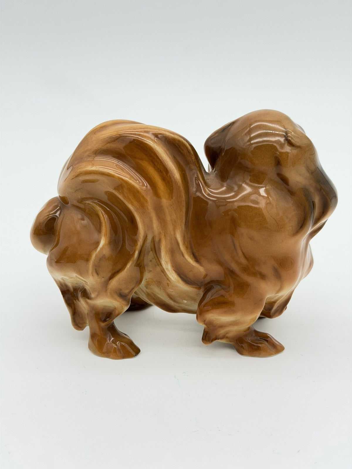 Hutschenreuther Porcelain Germany pekinese Dog Glossy Painted Figurine Brown