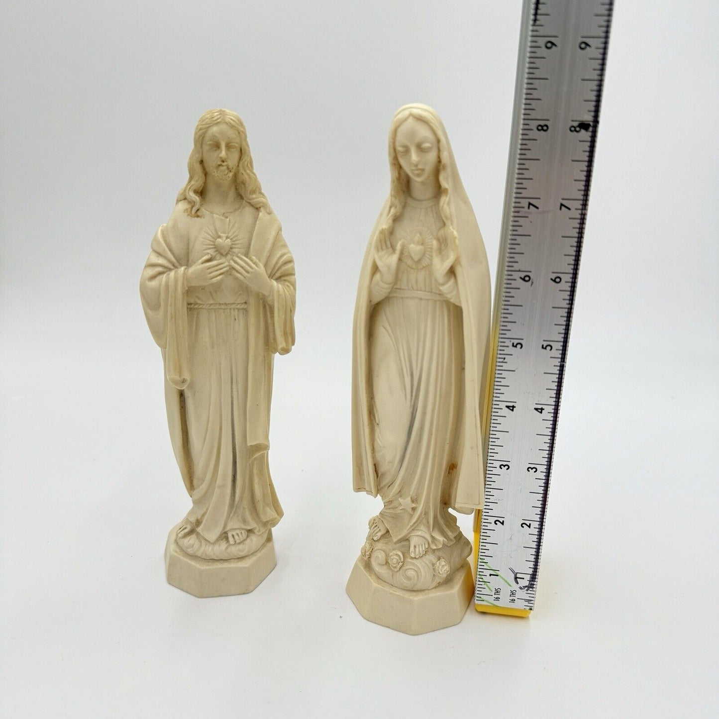 Bianchi Italy G. Ruggeri statue alabaster sacred heart Of Jesus & Mary Sculpture